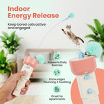 Qpets Automatic Cat Teaser Launcher with 2.2m Retractable String and Replaceable Teasers