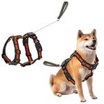 Qpets® No Pull Dog Harness, 2 in 1 Dog Vest Harness with 59 inches Retractable Wire Dog Leash Quick Release Buckle Dog Harness with Night Reflective Strip Design