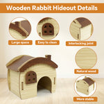 Qpets Wooden Hamster House with Natural Wood, Enclosed Hideout and Tool-Free Assembly