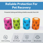 Qpets Paw Print Self-Adhesive Non-Woven Elastic Recovery Bandage Wrap for Cats and Dogs