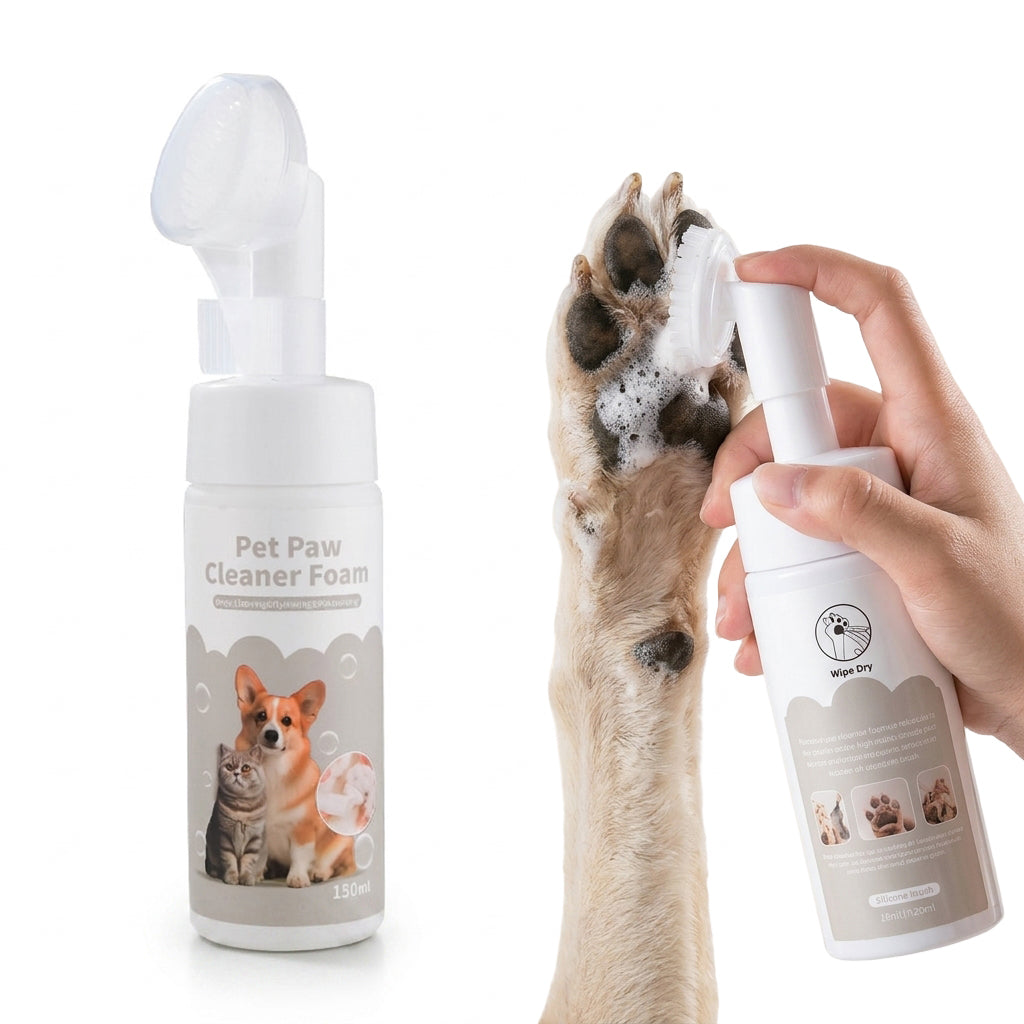 Qpets Dog Paw Cleaner Foam with Silicone Brush | No Rinse Pet Paw Cleanser for Dogs & Cats