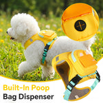 Qpets Dog Harness Backpack and Leash Set, XL, 60-75 cm Chest, Reflective Oxford Fabric