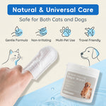 Qpets 3-in-1 Natural Cotton Pet Finger Wipes for Dogs and Cats, Teeth, Ears and Eyes, 50 Count