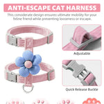 Qpets® Cat Harness with Leash, Cat Harness and Leash Set for Small Cats with Quick Release Buckle, Escape-Proof Cute Flower Cat Belt for Outdoor Walking & Travel (S, Chest 25-41cm, Neck 20-30cm)