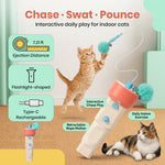Qpets Automatic Cat Teaser Launcher with 2.2m Retractable String and Replaceable Teasers
