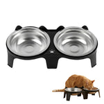 Qpets 2-Pack Stainless Steel and PP Pet Bowls with Weighted Anti-Tip Bases for Cats and Dogs