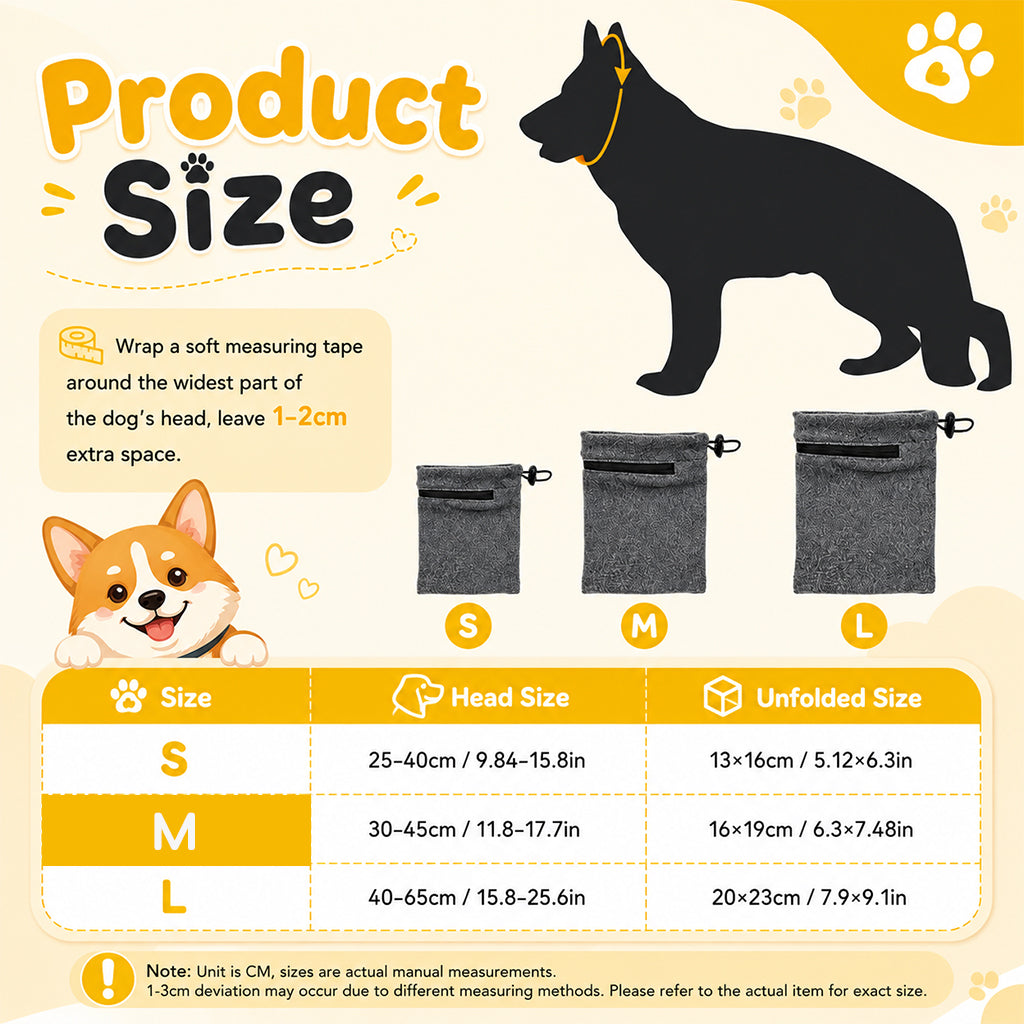 Qpets Dog Ear Hood, Size M, 16 x 19 cm, Adjustable Dual Zippers and Soft Lining