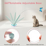 Qpets Rechargeable Butterfly Cat Toy with Flexible Cord, Suction-Cup Base and Two Play Modes