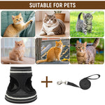 Qpets® Cat Harness with 59'' Leash Small Cat Vest Harness Cat Harness Safety Night Reflective Strip Design Breathable Adjustable Quick ReleaseSummer Cat Harness for Walking, M
