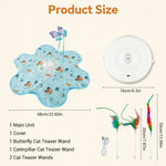 Qpets Rechargeable Interactive Cat Game with LED, Moving Feathers and Adjustable Speed Modes