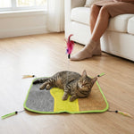 Qpets Sisal Cat Scratching Mat with Four Hanging Strings, Soft Fleece Centre and Anti-Slip Backing