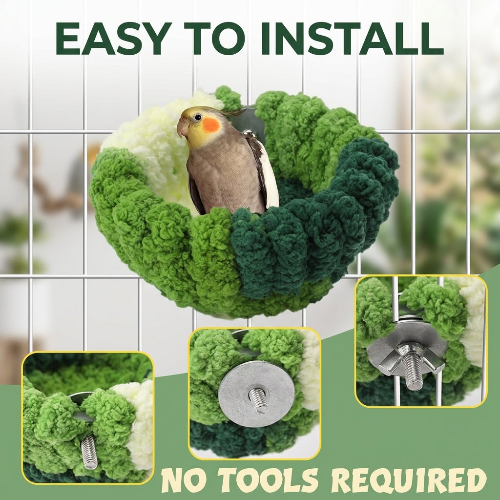 Qpets Coral Fleece Bird Nest for Cage, Semicircle Warm Bed with Screw Mount for Small Birds