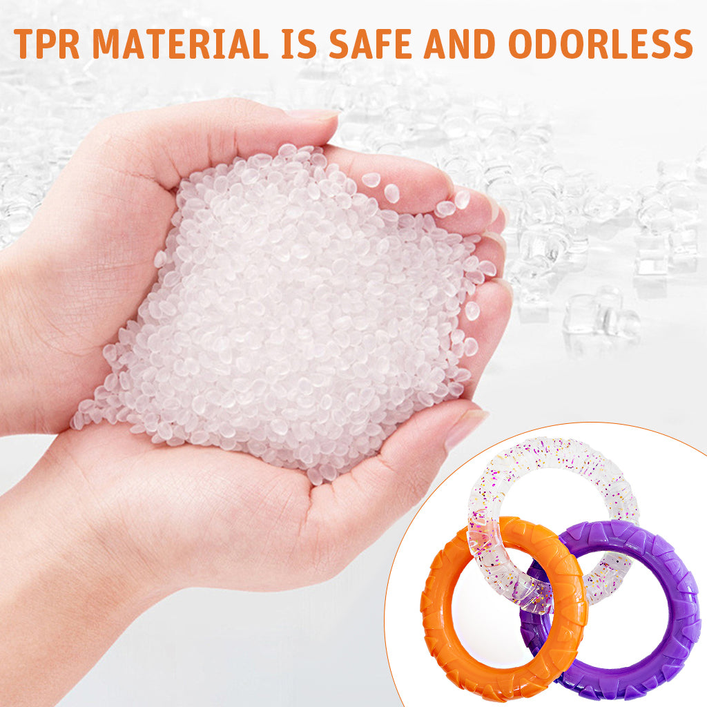 Qpets® TPR Dog Tug Toy Chewing Toys 3.54 inches Dia InterlinkedTri-ring Tear-Resistant Dog Toy