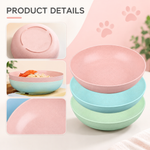 Qpets 6-Piece Wheat Straw and PP Pet Food Bowls for Cats and Small Dogs, Shallow and Stackable