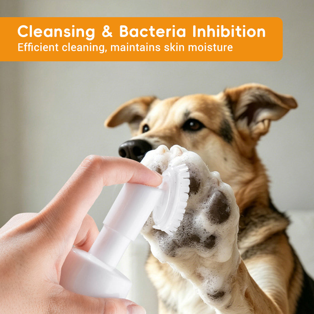 Qpets Dog Paw Cleaner Foam with Silicone Brush | No Rinse Pet Paw Cleanser for Dogs & Cats