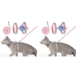 Qpets® Cat Harness with Leash Set for Kitten Quick Release Buckle Escape-Proof Cute Flower Small Pet Belt Outdoor Walking Travel M Chest 27-43cm Neck 23-33cm 2PCS