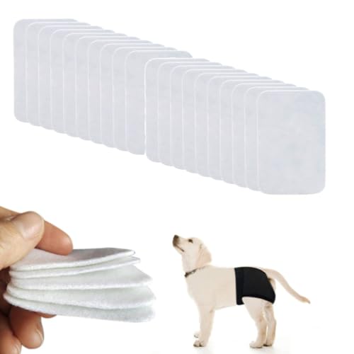 Qpets® 20pcs Replacement Absorption Cotton Pad for Female Dog Diaper Breathable Comfort Cotton Pad for Labrador Retriver, Rottweiler, Germon Shepherd, Size XL, 15 * 13 * 2cm