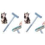 Qpets® Cat Brush Dog Comb 3 In 1 Pet Hair Remover Brush with 2 Integrated Cleaning Brushes Reusable Long Handle Pet Dust Cleaning Roller for Sofa Carpet Couch X 2
