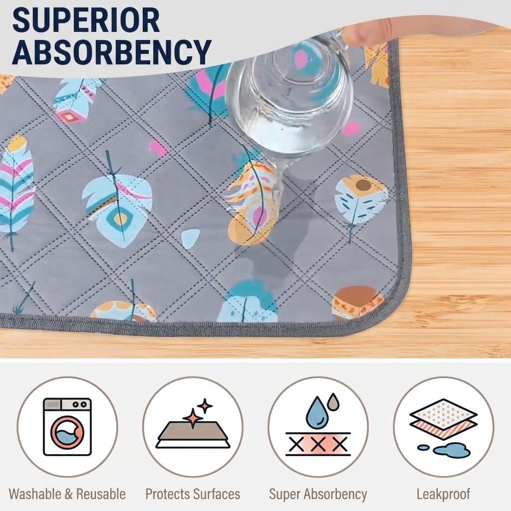Qpets Washable Dog Pee Pad with 90x75cm Size, Absorbent Core and Waterproof TPU Backing