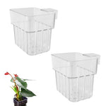 Qpets® Wall-Mounted Aquarium Plant Holder Cup, ABS Acrylic Plant Basket with Draining Holes & Screw Fix, Transparent Pot for Hydroponic Aquatic Plants (2Pack)