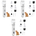 Qpets® Professional Dog Grooming Kit 4 in 1 Cat Hair Trimmer with 3mm 9mm Combs Low Noise Pet Nail Grinder Foot Repair Tools for Shedding Seasons Wound Care Home 3 PCS