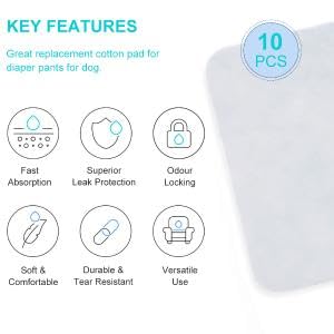 Pet Use Breathable Reusable Dogs Diapers Female with 6 Absorbption Cotton Pad Comfort Reusable Doggy Diapers for Female Dog, Puppy(L, Recommended Waist 15.7''-19.2'')
