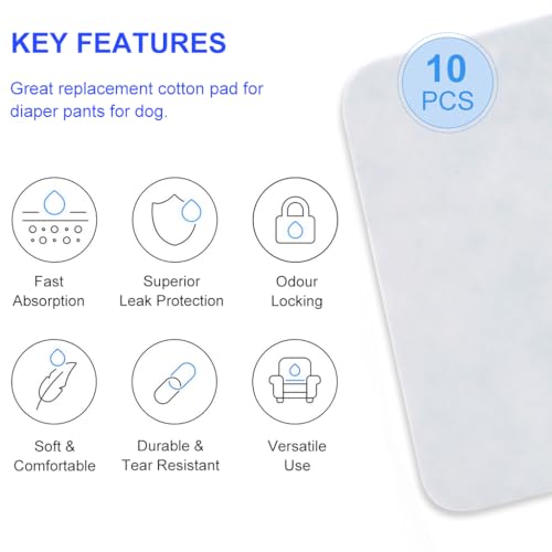 Qpets® 20pcs Replacement Absorption Cotton Pad for Female Dog Diaper Breathable Comfort Cotton Pad for Labrador Retriver, Rottweiler, Germon Shepherd, Size XL, 15 * 13 * 2cm