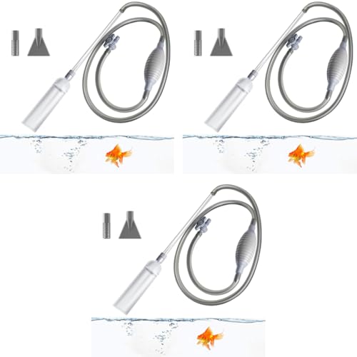 Qpets® 2.6M Manual Fish Tank Cleaner Siphon Gravel Hand Pump Drain Aquarium Cleaning Tool Pipe 3PCS