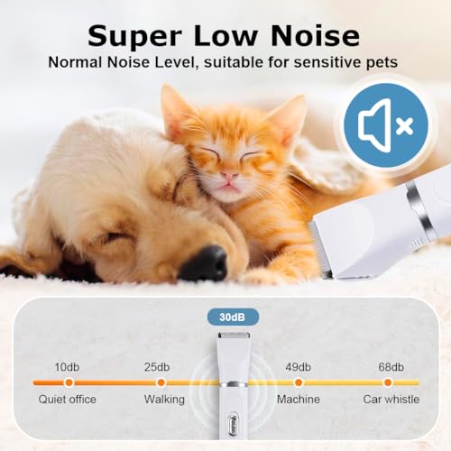 Qpets® Professional Dog Grooming Kit 4 in 1 Cat Hair Trimmer with 3mm 9mm Combs Low Noise Pet Nail Grinder Foot Repair Tools for Shedding Seasons Wound Care Home 2 PCS