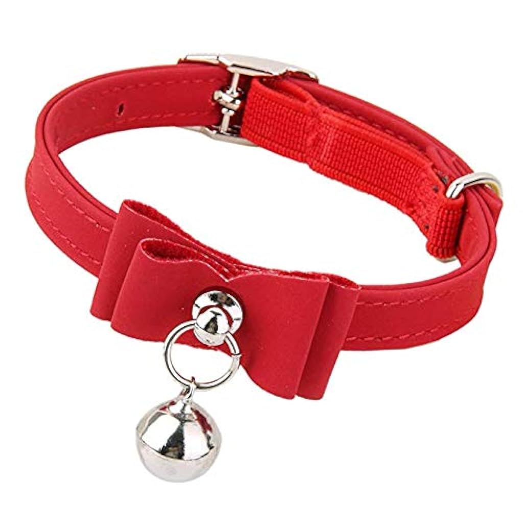 Qpets® Adjustable Cat Belt Strong Breakaway Buckle Collar with Bell Velvet Neck Strap for Small and Medium Cats Safety Comfort 33.5CM Red Pack of 1 3 PCS