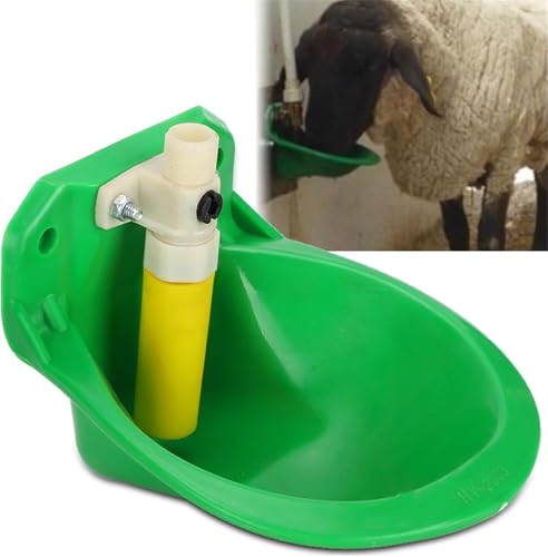 Qpets® Sheep Water Bowl Automatic Livestock Drinking Cup, Float Valve Design Sheep Waterer, Screw Fixed Livestock Waterer for Goats, Lamb, Calves, Small Livestock, Universal G1/2'' Fitting Thread