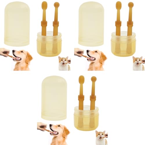 Qpets® 6PCS Dog Toothbrush with Tongue Scraper for Dogs Puppies Cats Small Pets Soft Silicone Pet Toothbrush for Easy Teeth Cleaning Massaging Soothing Gums Fresh Breath with Storage Box