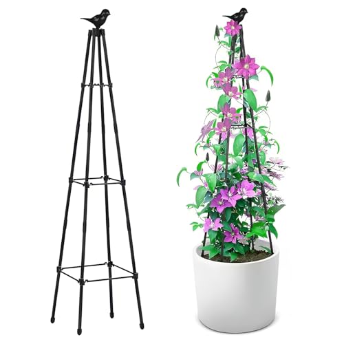 Qpets® 120CM Trellis for Climbing Plants - Plastic Climber Support for Plants - Adjustable Triangle Creeper Plant Support Plant Climbers Sticks Clematis,Roses,Ivy