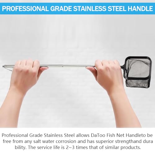 Qpets® Fishing Net 3.1X3.1 Inch Small Aquarium Fish Net for Betta Tank 18 Inch Stainless Steel Retractable Handle Square Catching 2PCS