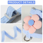 Qpets® Cat Harness with Leash Set for Small Cats Quick Release Buckle Escape-Proof Cute Flower Pet Belt Outdoor Walking Travel M Chest 27-43cm Neck 23-33cm 2PCS