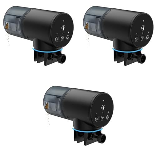 Qpets® Fish Tank Automatic Feeder Aquarium for Home 200ML Large Capacity Auto Food Dispenser Accessories Adjustable 3 PCS