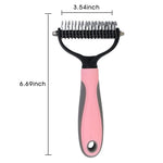 Qpets® About Space Pet Grooming Comb, Double Side Dematting and Tangle Removing, Undercoat Rake for Cats & Dogs, Pink/Blue Assorted Color