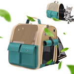 Qpets® Travel Pet Carrier Backpack, Fashion Nylon Cat Carrier with Extendable Space, Breathable Mesh Multi Pocket Cat Bag with Handle, 40X30X40cm