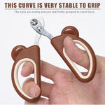 Qpets® Cat Nail Cutter for Persian Cat Cute Clipper Bear Design Nail Cutter for Stainless Steel Brown Trimmer PP Handle Pet Small Pets X3