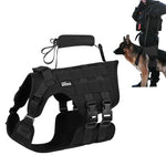 Qpets® Tactical Dog Harness for Medium Large Sized Dog Vest Harness with Pocket Outdoor Dog Harness with D Ring & Lifting Handle Breathable Oxford Cloth Quick Release Dog Harness, 30-45kg