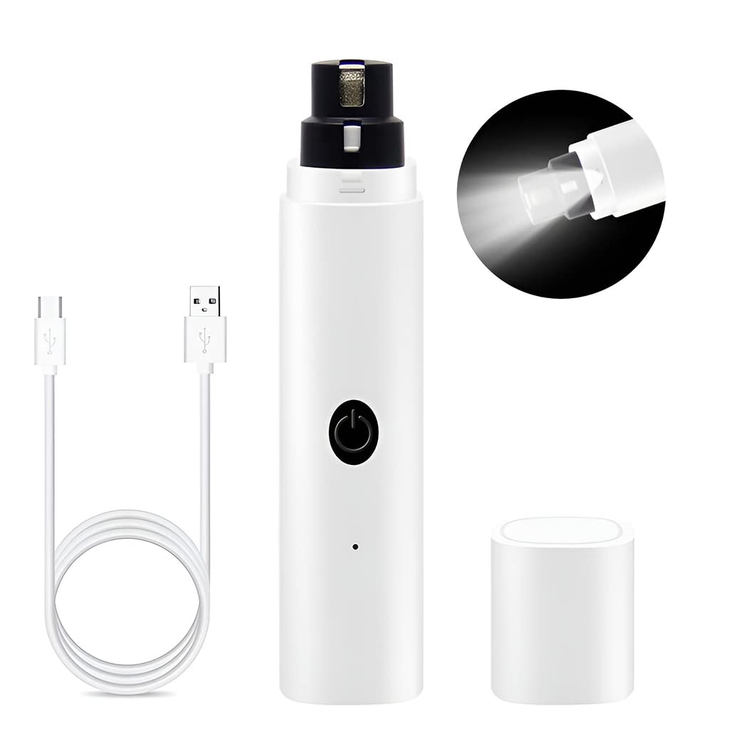 Qpets Dog Nail Trimmer with LED Light and 2-Speed 7000 RPM Motor | Rechargeable USB Pet Grinder