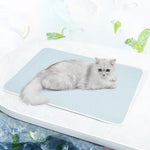 Qpets® Small Dog Cooling Mat, Summer Cooling Pad Sleeping Pad for Dogs Cats Ice Silk Blue Pets Cooling Pad Sleeping Cooling Mat