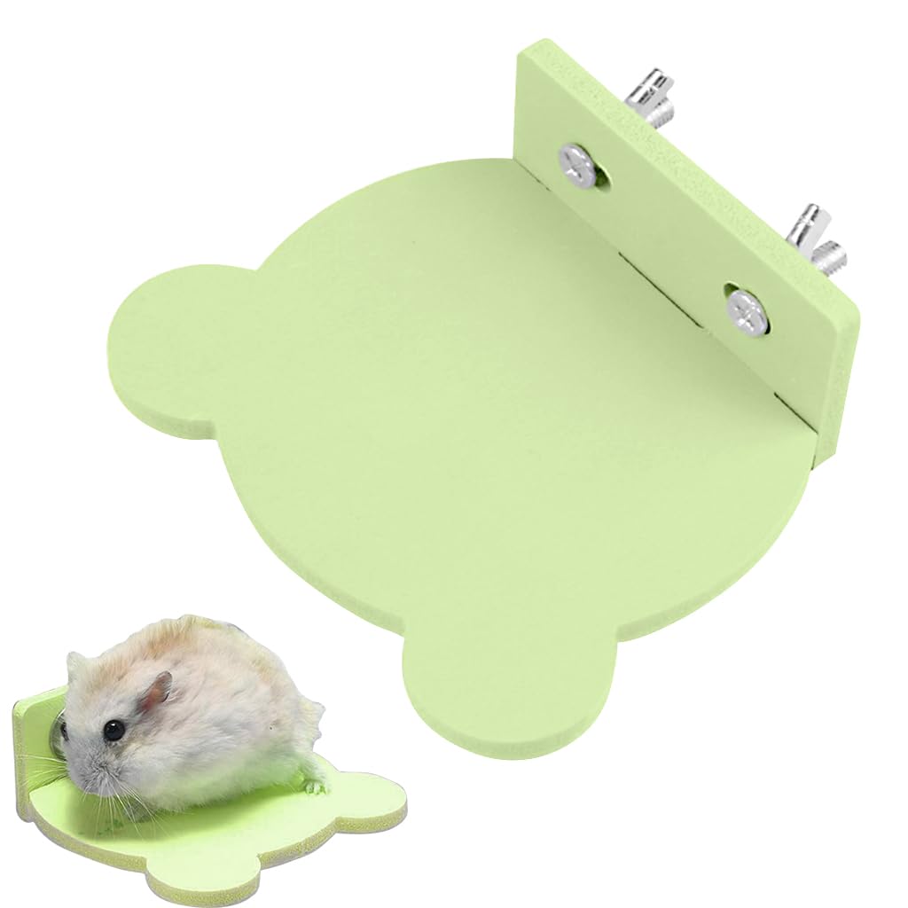 Qpets Hamster Standing Board for Cage 15x10x1.5cm featuring Screw-Fixed PVC Platform | Cartoon Pet House Decor