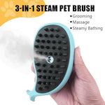 Qpets® Cat Comb, Dog Hair Brush With Steam Massage & Shampoo Infuser, USB Rechargeable Grooming Tool, Soft Bristles, Tangle Remover, Ergonomic Mango Shape, Ideal For Cats & Dogs (2 Pack)