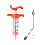 Qpets Veterinary Vaccine Syringe 20ml for Livestock with Steel Curved Nozzle & Clear Barrel