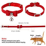Qpets® Adjustable Cat Belt Strong Breakaway Buckle Collar with Bell Velvet Neck Strap for Small and Medium Cats Safety Comfort 33.5CM Red Pack of 1 3 PCS