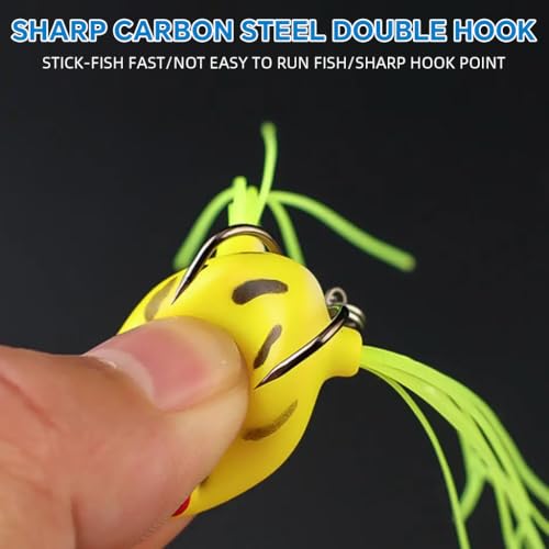 Qpets® Realistic Frog Fishing Lures 3cm Soft Silicone Bait with Reflective Flash, Anti-Escape Barbs & Lifelike Design High-Visibility Topwater Lures for Bass & Trout in Freshwater (2 Pack)