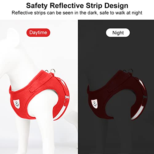 Qpets® Dog Harness for Large Dogs Adjustable Belt with Safety Reflective Strip Breathable Mesh Fabric Cat Vest with Leash Suitable for 6-9 kg 3 PCS