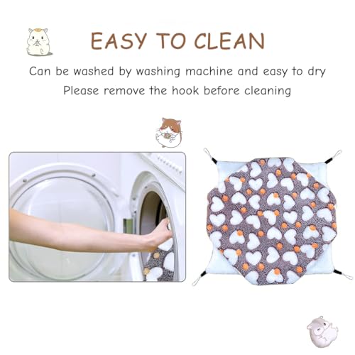 Qpets® Winter Hammock Bed for Small Animals Hibernation Plush Hanging Squirrel House Pets Sleeping Bag Guinea Pig Ferrets Hamsters Hedgehogs Chinchillas L Multicolor 3PCS