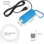 Qpets® Quietest Portable Aquarium Air Pump Air Stone and Hose Included Low Power Usage USB Pump for Small Aquarium Oxygen X 3